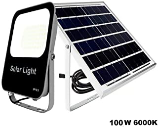 POPP®Foco Solar Exterior-lluminacion Solar-100W LED 6000K IP65 Impermeable-Lampara Solar para Jardin-Garaje-Acera-Escalera-Patios Terrazas[Clase de eficiencia energética A+++] (100 Watios)